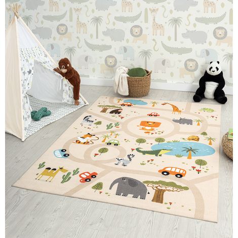 the carpet Happy Life Kinderzimmer, Kinderteppich, Spielteppich, waschbar, Beige, 120 x 160 cm (1/5)