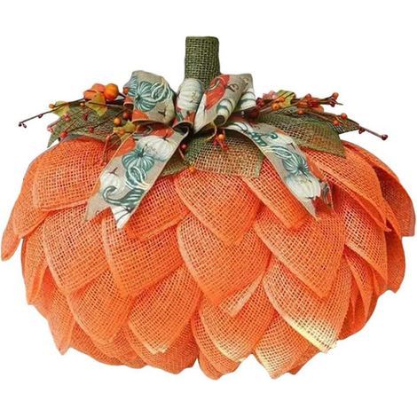 Künstlicher Herbstkranz aus Stoff, künstlicher Kürbiskranz, Herbstliche Kürbis-Gartendekoration, 40 cm (1/5)
