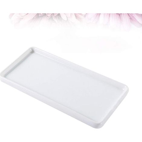 Plateau De Rangement Céramique Blanc pour Salle De Bain Organisateur De Bijoux Vide-Pochette Plat De Décoration Maison Hôtel (1/5)