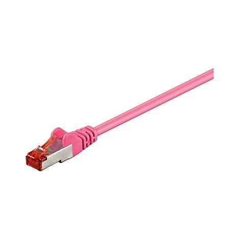 CAT 6 cavo patch S/FTP (PiMF), magenta, 0,25 m, conduttore di alluminio placcato di rame (CCA). Lunghezza del Cavo 0.25 m (1/2)