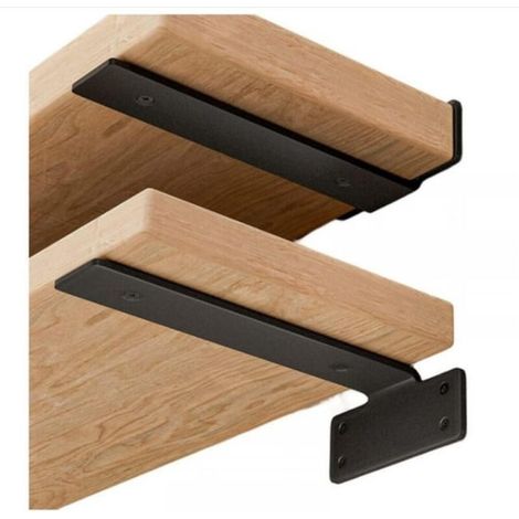 Set di 2 staffe per mensole (15 cm) – Robuste staffe da parete in metallo nero con portata di 75 kg. Staffa triangolare da parete in ferro battuto.