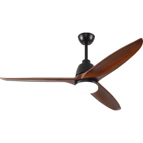 Ventilador de techo de 52 pulgadas con LED regulable de 3 tonos, motor de CC reversible, madera y metal, nogal (1/5)
