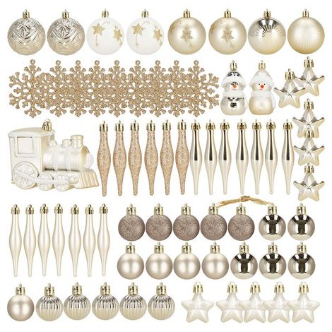 Bombki dell'albero di Natale 70 pezzi. Set d'oro di ornamenti natalizi.