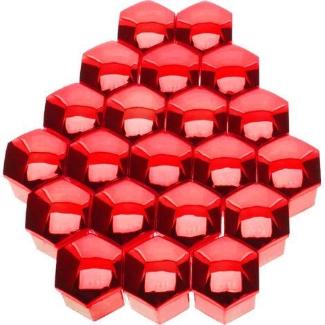 Tapas para pernos de llanta de 19 mm, color rojo metalizado, + extractor, 20 unidades. (1/5)