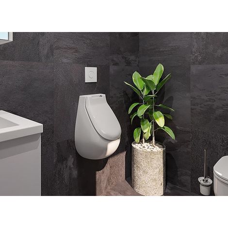 Banyo – Urinoir céramique blanc suspendu 355x550x290mm – Fixations et siphon inclus – Alimentation cachée pour espaces confinés