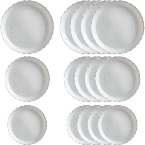 Soucoupes pour plantes, lot de 15 pots blancs - soucoupes et pots en un, diamètre intérieur 13 cm - protection des plantes d'intérieur (1/5)