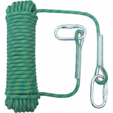 Cuerda de escalada de 10 mm - Cuerda de rapel de alta resistencia de 9,7 m para senderismo, montañismo, entrenamiento, rescate y escape de incendios (1/4)