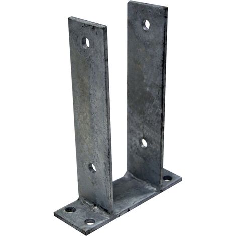Winox – Support U à fixer pour poteau 7x7 cm – Acier galvanisé – Dimensions intérieures 71x200 mm – Fixation par 4 trous Ø 10 mm
