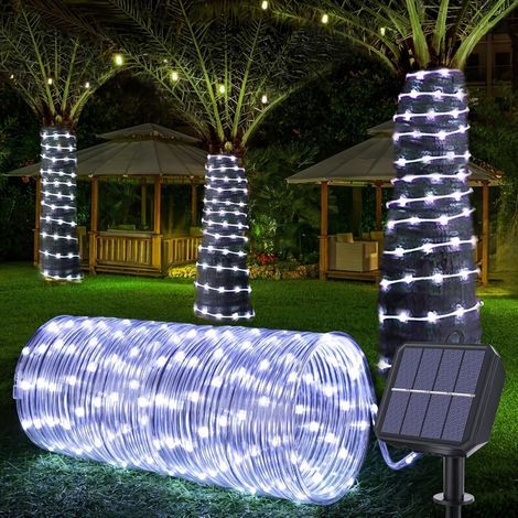Solar string lights, 8 modes, 7 meters, 50 LEDs, waterproof outdoor solar lighting, - cool white light. (1/5)