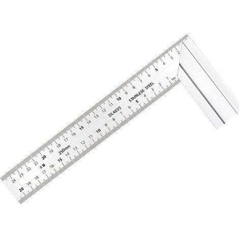 Règle Carrée En Acier Inoxydable 250mm Double Échelle Angle Droit Pour Travail Du Bois Décoration (1/4)