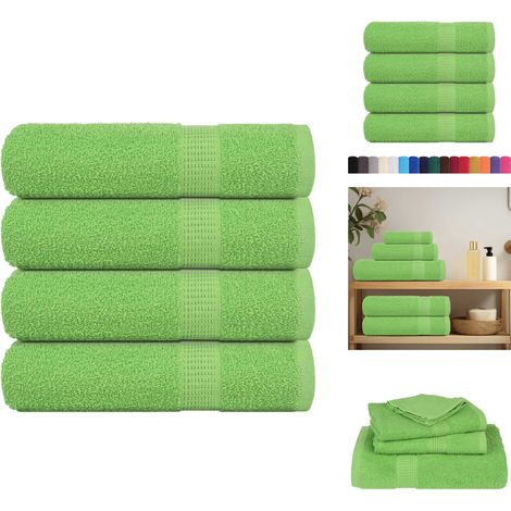 Serviettes de douche 4 pcs vert pomme 70x140 cm 100% coton - Serviette De Douche - Serviettes De Douche - Serviette - Serviette De Bain (1/5)