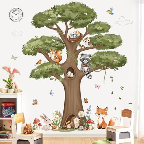 Animals Forest Tree Wall Sticker Wood XL (1/4)