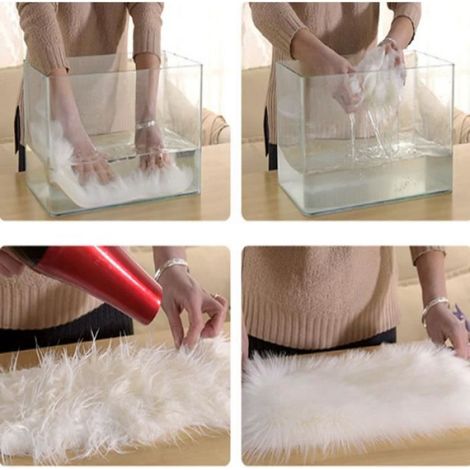 Tapis de salon - Carpet Shaggy - Rond - Blanc - Fibre de polyacrylonitrile (1/4)