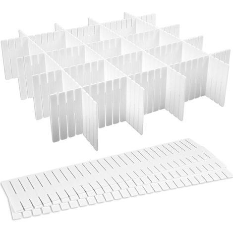 Organisateur de Tiroir Réglables, 8pcs Réglable Grille Diviseur de Tiroir, Boîte de Rangement Multifonctionnelle Plastique pour Sous-Vêtements (1/4)