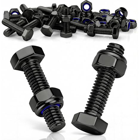 M10x35mm Boulon 10 Sets Vis M10 Noires Vis Acier Inoxydable 304 (1/5)