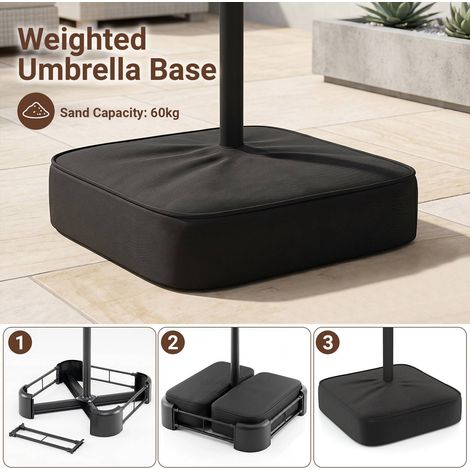 15ft Double-Sided Patio Umbrella with Solar LED Lights (1/5)