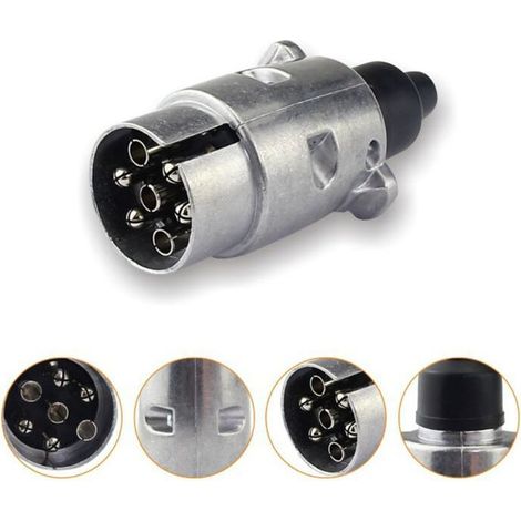 7 Pin Metal Male Trailer Plug, 7 Pin Metal Towbar Socket, 7 Pin Waterproof Electrical Connector for Trailer, 12V 7 Pin Metal Trailer Plug (1/4)