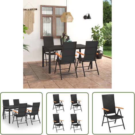 The Living Store Ensemble à manger de jardin 5 pcs noir et marron - Salon De Jardin - Meuble De Jardin - Ensemble De Salon De Jardin - Table De Jardin - Chaise De Jardin (1/5)