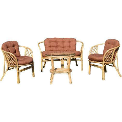 Salon de jardin en rotin terracotta 4 places Rattan (1/5)