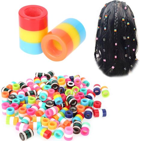 100 mehrfarbige Harzperlen für Zöpfe, Armbänder und selbstgemachten Haarschmuck, kreative Dekoration (1/4)