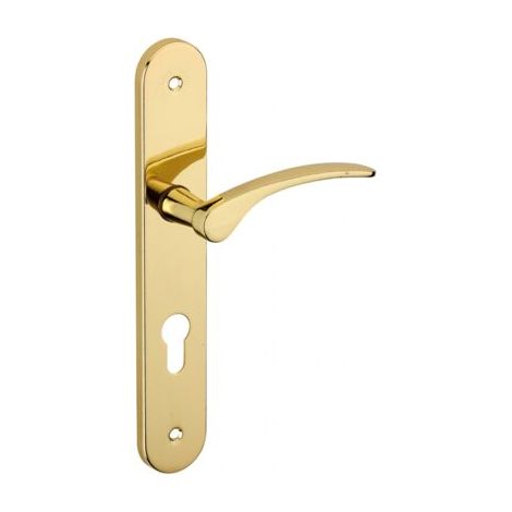Poignée porte entrée - Cylindre laiton - Entraxe 70 mm - Droite (1/3)