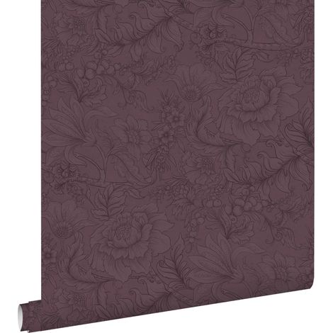 papier peint fleurs violet foncé - ESTAhome (1/5)