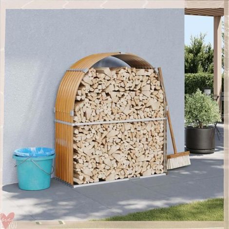 364581 Porte-bches aspect bois 120x45x140 cm acier galvanisé (1/5)