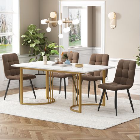 5-teiliges Tisch- und Stuhlset 140 x 80 cm, weißer Esstisch HAVRYA (1/5)