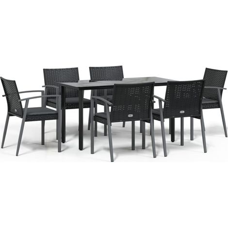 Maison Exclusive - Juego comedor jardín 7 piezas y cojines ratán (1/5)
