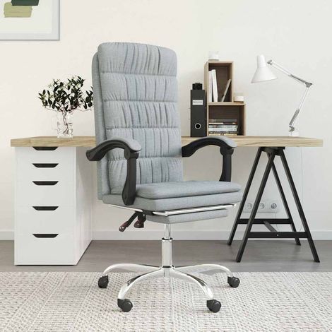 Chaise de bureau inclinable Fauteuil gamer - Chaise d'ordinateur Gris clair Tissu BonneVie-64351 (1/5)