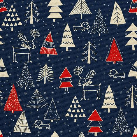Tela decorativa para exteriores Oxford - Motivo de árbol de Navidad en invierno I DX281 (1/5)