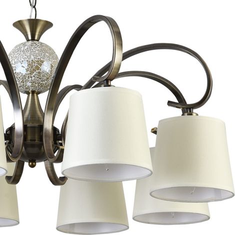 FABRILAMP Lampara Concordia 8xe14 Cuero Pantalla Beis REGx75x75 (1/2)