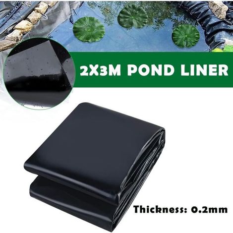 Bâche pour Étang en PVC, Robuste Noire Bâche de Bassin 2M X 3M, Bâche Liner pour Bassin Flexible Durable Préformée pour Bassin à Poisson Cascade de Jardin, Fontaines, Jardins d'eau Cascades (1/3)