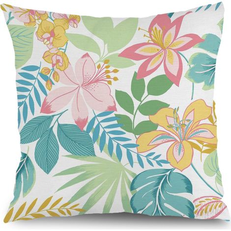 Housse de coussin fleurs papillon printemps été, décoration maison,50×50cm (1/5)