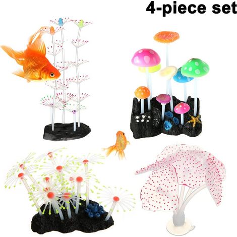 Lot de 4 méduses lumineuses décoratives pour aquarium (1/4)