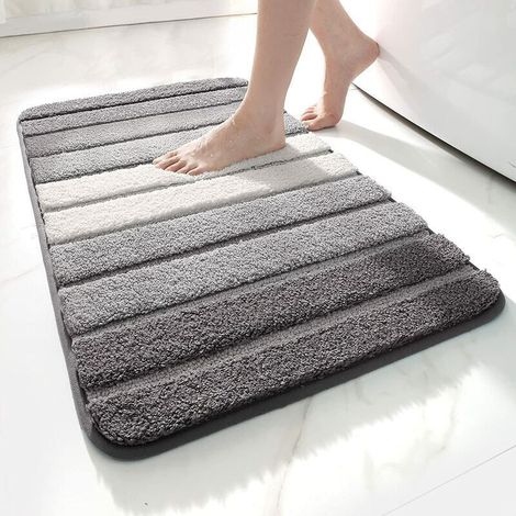 Rose-Tapis de Bain Antiderapant Extra Doux Tapis Salle Bain Lavable en Machine Absorbant l'eau 40 x 60 cm Gris (1/4)