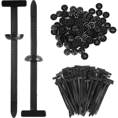 Pack of 100 Universal Self-Locking Nylon Cable Ties with 100 Plastic Rivets, Multi-functional Fastening Tools for Everyday Automotive Repair (1/5)