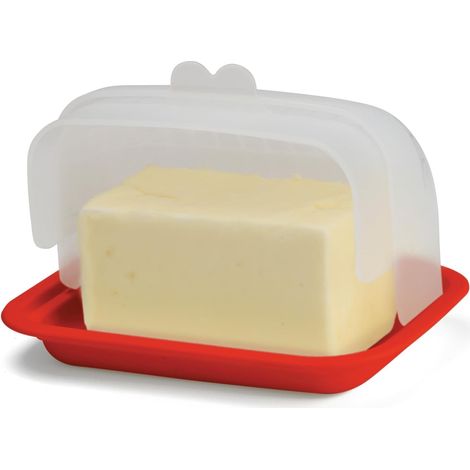 Burriera con coperchio in plastica per cucina rosso (1/5)