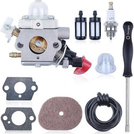 Kit Carburateur pour STIHL FS56 FS70 KM56 Series, Carburateur + Filtre à Air + Filtre à Carburant + Tuyau de Carburant + Bougie Pièces de Rechange pour Débroussailleuses (1/5)