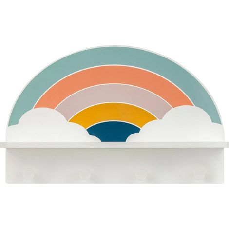 Patère étagère enfant Soel motif arc-en-ciel 4 crochets - Atmosphera créateur d'intérieur (1/4)