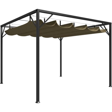 Gartenpavillon mit Ausziehbarem Dach 3x3 m Taupe 180 g/m²