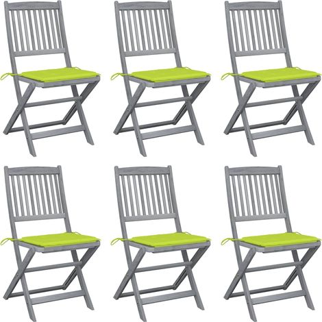 Klappbare Gartenstühle 6 Stk. mit Sitzkissen Massivholz Akazie
