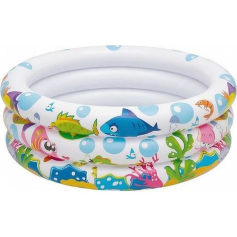 Piscine Gonflable Ronde Motif Océan Piscine Enfant Ronde Plantes Aquatiques Bassine Gonflable à Triple Anneau pour Extérieur (1/5)