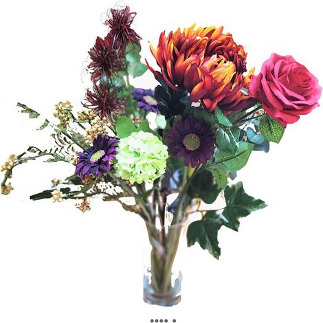Superbe bouquet de fleurs artificielles création AUTOMNE H 60 cm (1/3)