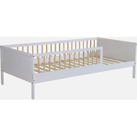 Cama infantil pino natural con somier de láminas incluido, 90cm (1/4)