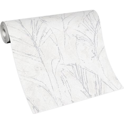 BRICOFLOR Papier Peint feuillage gris clair ppur bureau Tapisserie intissée feuille Papier Peint feuille et palmier gris clair pour salon (1/4)