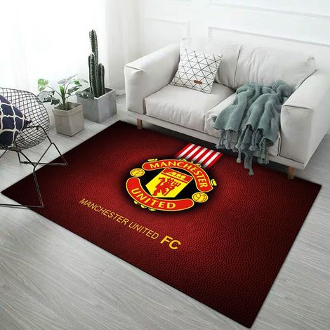 Tapis Manchester United antidérapant pour sol intérieur et extérieur, motif logo équipe, 60x90 cm, tapis d'entrée et de salon non glissant, tapis de sol décoratif. (1/2)