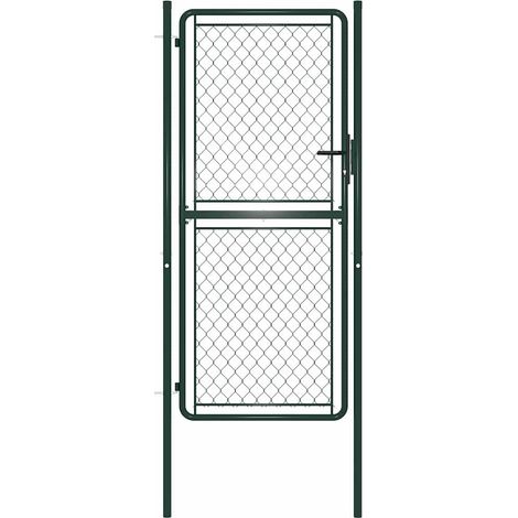 Portillon de Clôture Porte Portillon Portail de jardin Acier 100 x 175 cm Vert 43899 (1/4)
