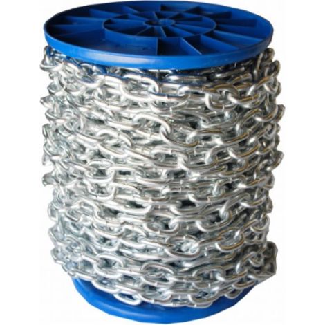 FPLUS cadena galv. 2.5 mm.bob.172mts , Eslabon medio galvanizado din 5685/A.