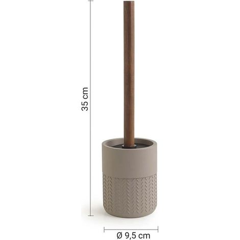 Scopino bagno Thea in resina e bambù grigio naturale Ø 9x35 cm (1/2)
